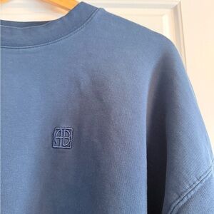 Anine Bing Blue Embroidered Logo Sweater